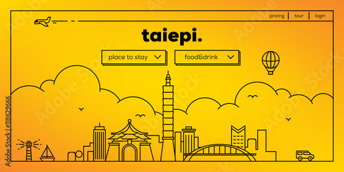 Taipei Modern Web Banner Design with Vector Linear Skyline