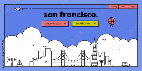 San Francisco Modern Web Banner Design with Vector Linear Skylin