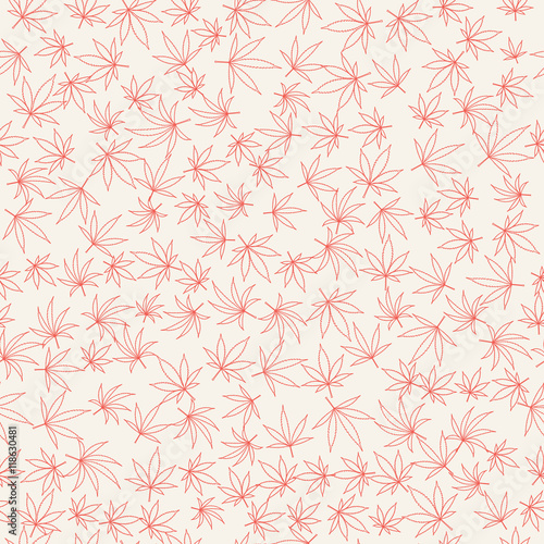 Seamless cannabis pattern. Floral design with leaves of marijuana. Vector illustration.
