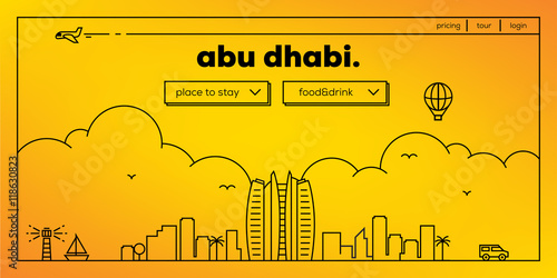 Abu Dhabi Modern Web Banner Design with Vector Linear Skyline