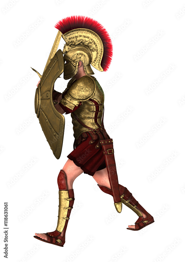 3D Rendering Ancient Greek Soldier on White 3D Rendering Ancient Greek Soldier on White