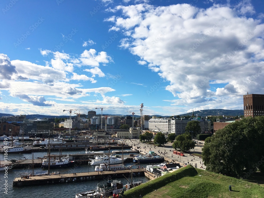 Oslo, the capital of Norway. View over the Aker Brygge area.