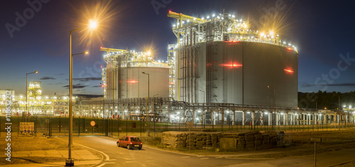Liquefied natural gas terminal night photography   winouj  cie Poland