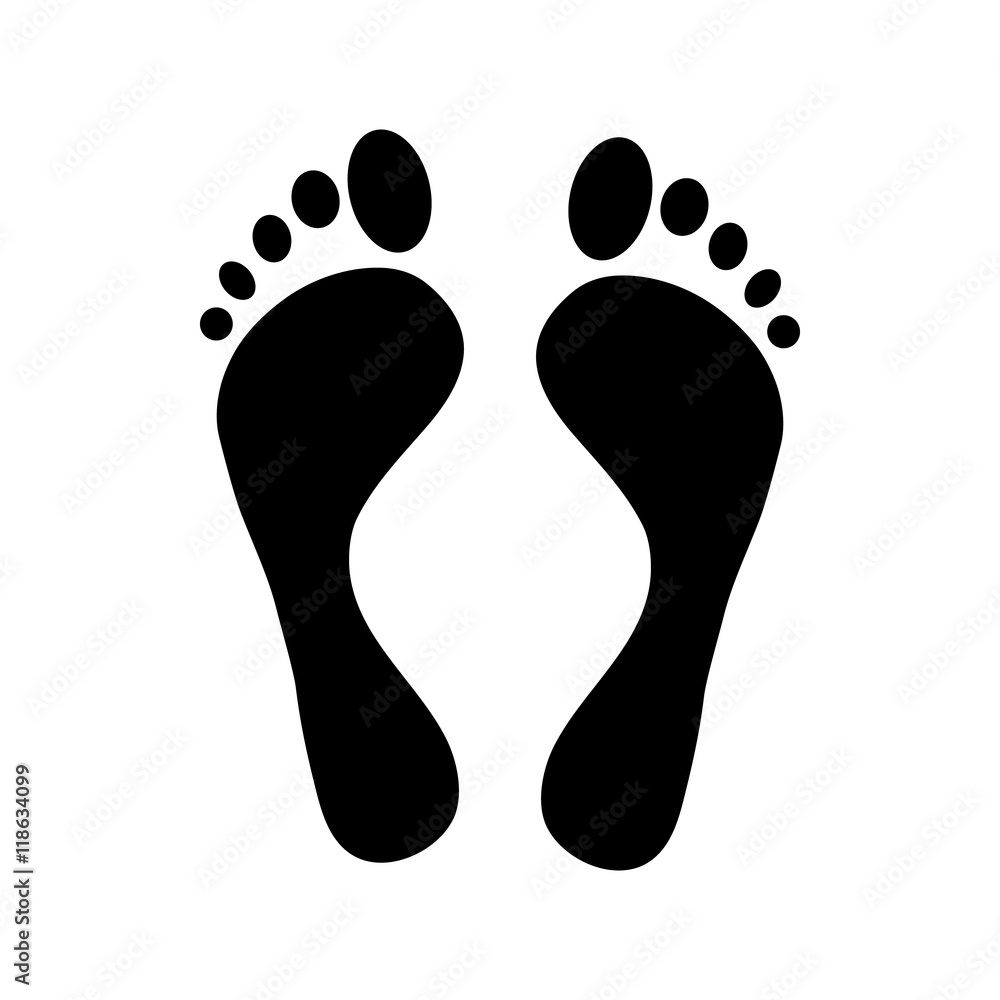 Black footprint icon in simple style on a white background Black footprint icon in simple style on a white background