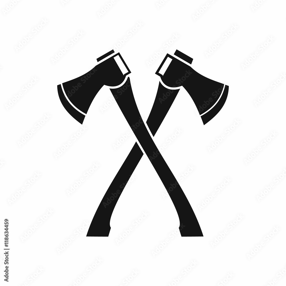 Two crossed axes icon in simple style on a white background Two crossed axes icon in simple style on a white background