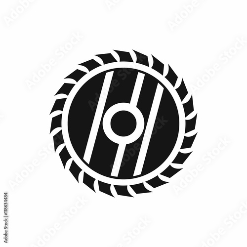 Circular saw blade icon in simple style on a white background