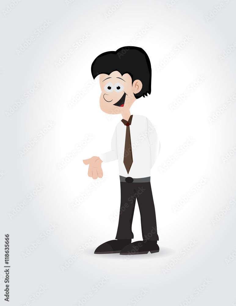 cartoon businessman with white shirt and tie do brief pose cartoon businessman with white shirt and tie do brief pose