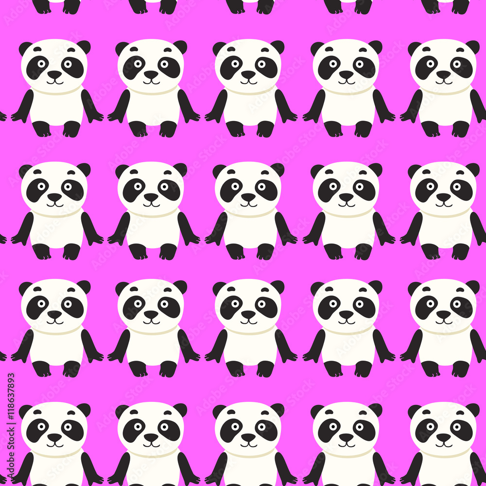 Naklejka premium Seamless pattern with panda bear vector illustration