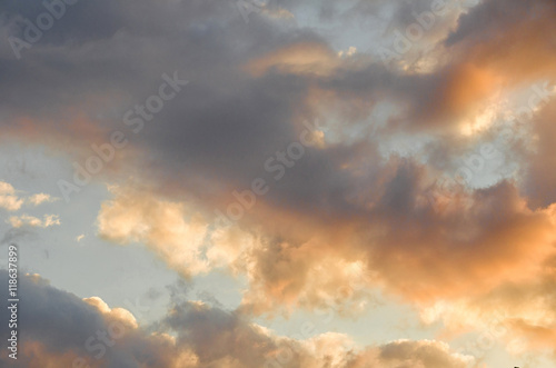 Sunset. Sky and clouds. Beautiful view. © tesphoto