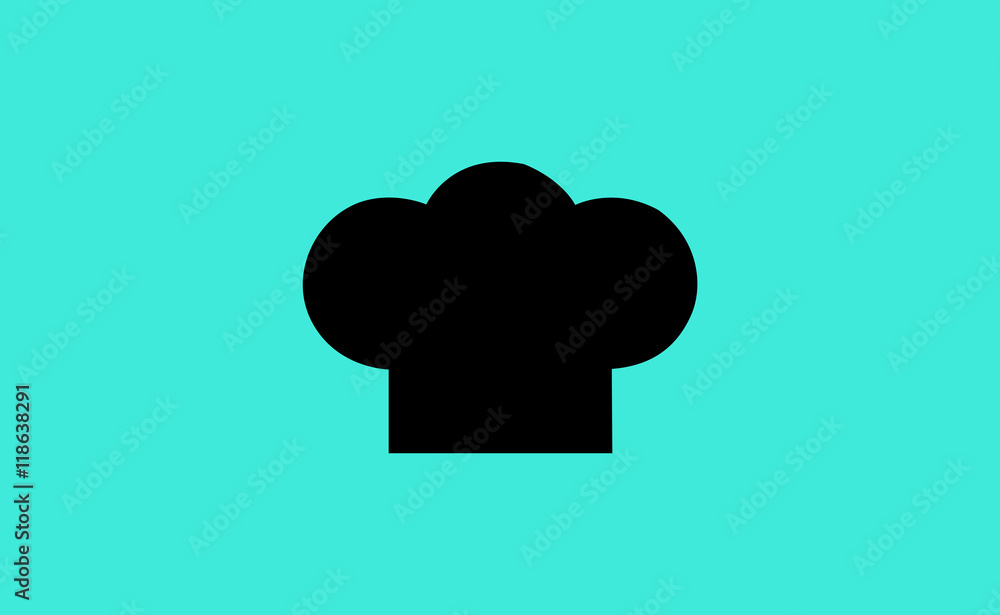 Vector chef cooking hat icon on flat background Vector chef cooking hat icon on flat background