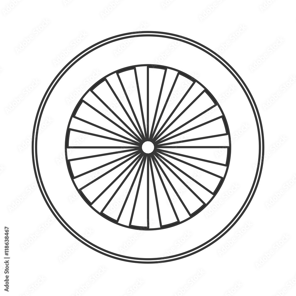 flat design single wheel icon vector illustration