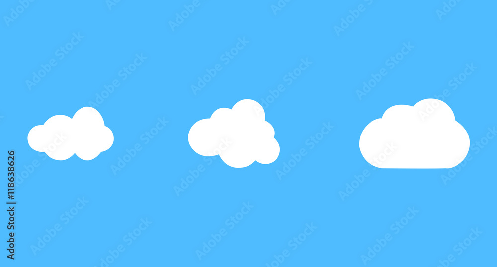Vector clouds icons on flat background
