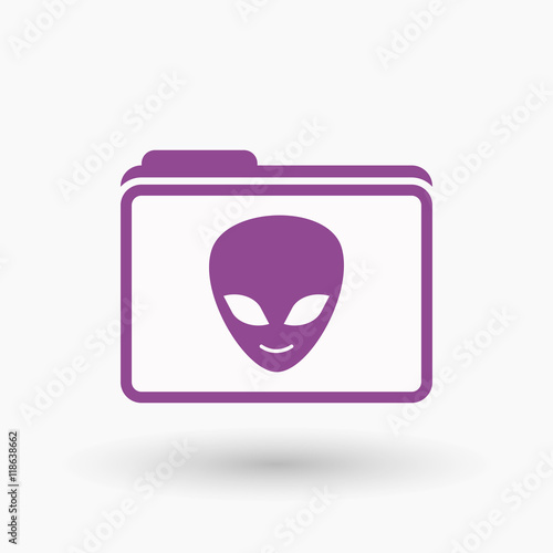 Isolated  line art  folder icon with an alien face