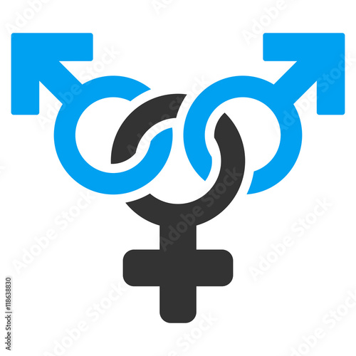Polyandry icon. Vector style is bicolor flat iconic symbol with rounded angles, blue and gray colors, white background.