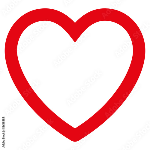Love Heart icon. Vector style is flat iconic symbol with rounded angles, red color, white background.