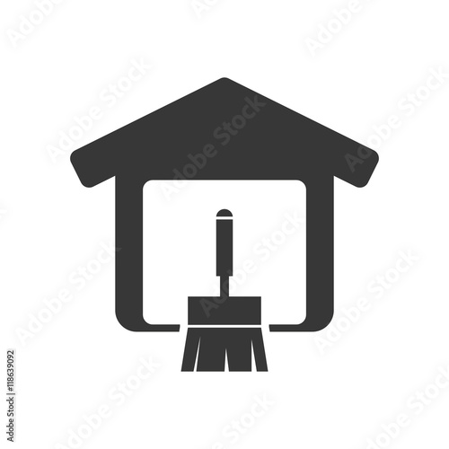 brush tool house home repair construction silhouette icon. Flat and Isolated design. Vector illustration
