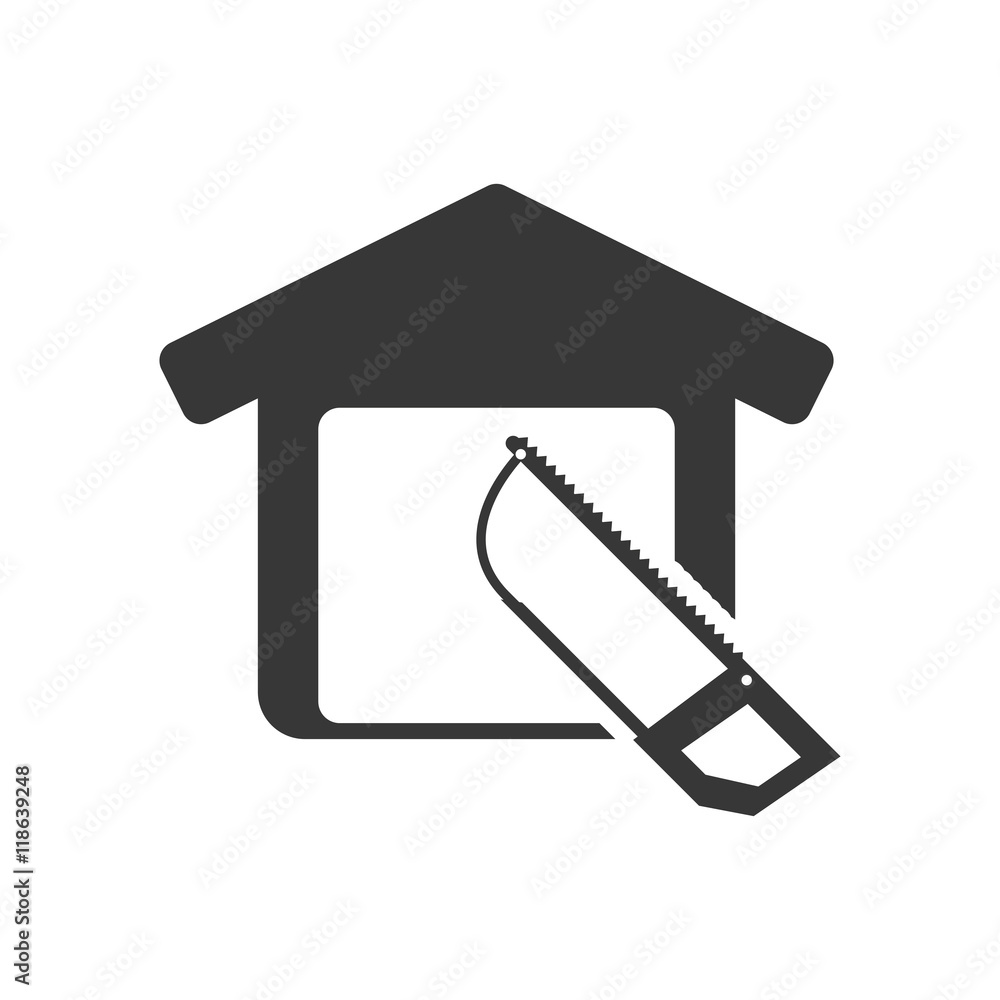 saw tool house home repair construction silhouette icon. Flat and Isolated design. Vector illustration