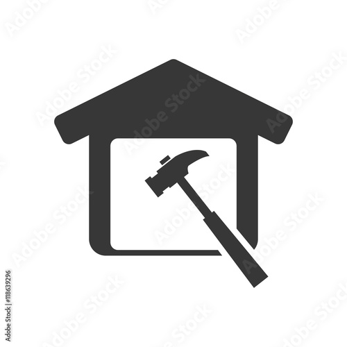 hammer tool house home repair construction silhouette icon. Flat and Isolated design. Vector illustration