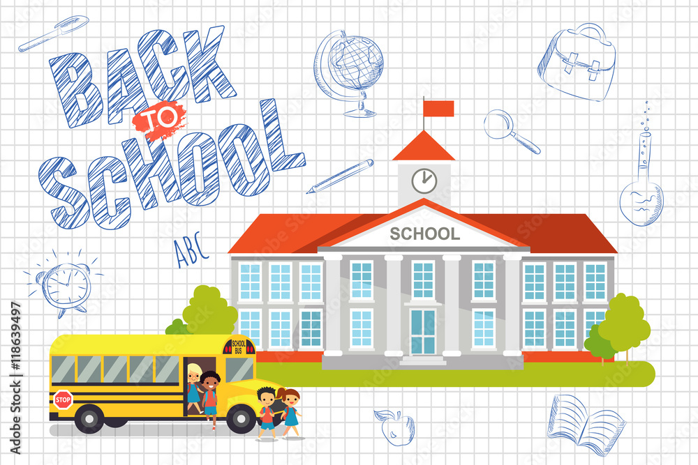 Fototapeta premium Back to school background with kids