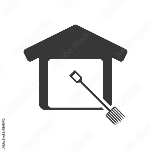 rake tool house home repair construction silhouette icon. Flat and Isolated design. Vector illustration