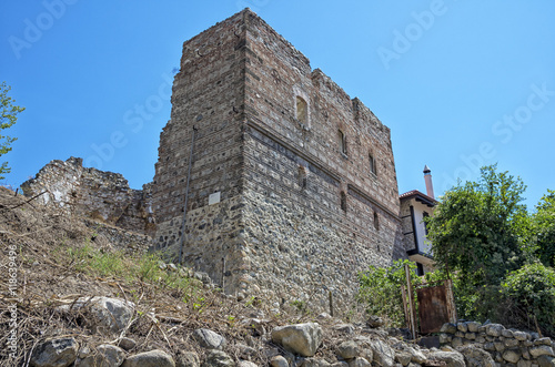 The Ruins Of Despot Slav's Fortress In Melnik, Bulgaria.Ancient ruins of stone tower in a of city of Melnik, a small town in southwest Bulgaria, in Pirin Mountains.