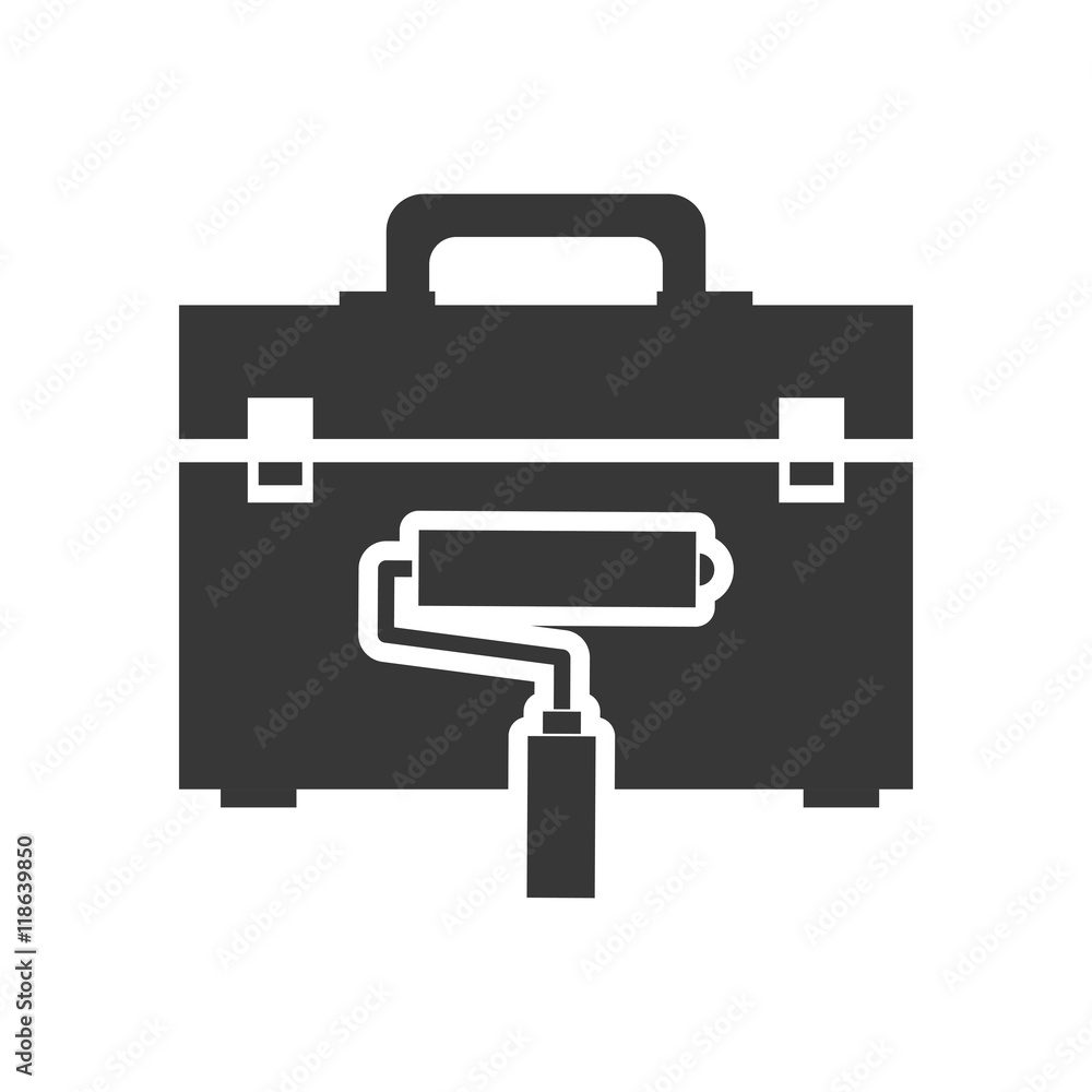 paint tool kit box repair construction silhouette icon. Flat and Isolated design. Vector illustration paint tool kit box repair construction silhouette icon. Flat and Isolated design. Vector illustration
