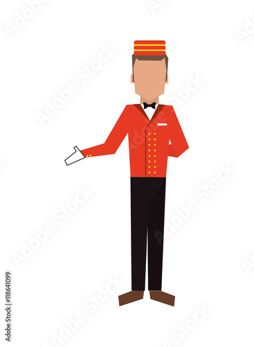 flat design bellboy or bellhop icon vector illustration