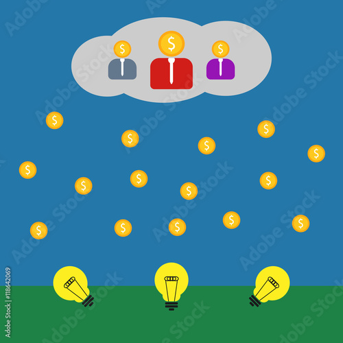 Crowdsourcing illustration on blue background