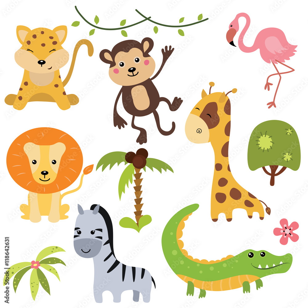 Fototapeta premium Vector set of different african animals