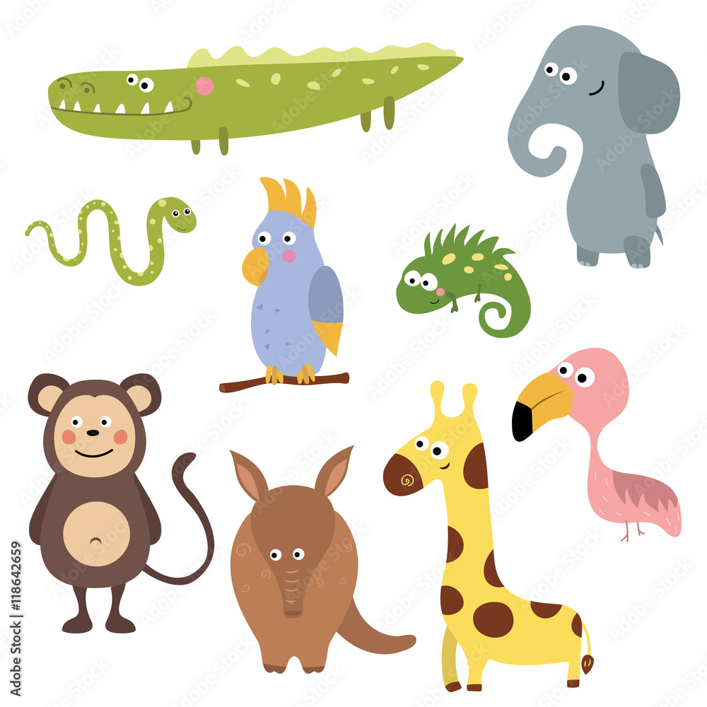 Naklejka premium Vector set of different african animals