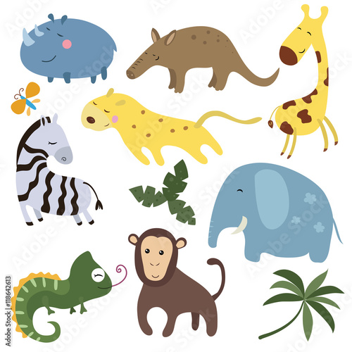 Vector set of different african animals