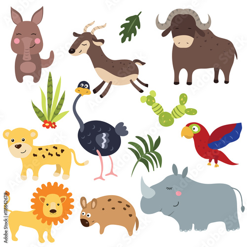 Vector set of different african animals