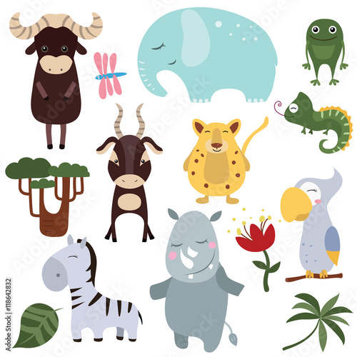 Vector set of different african animals