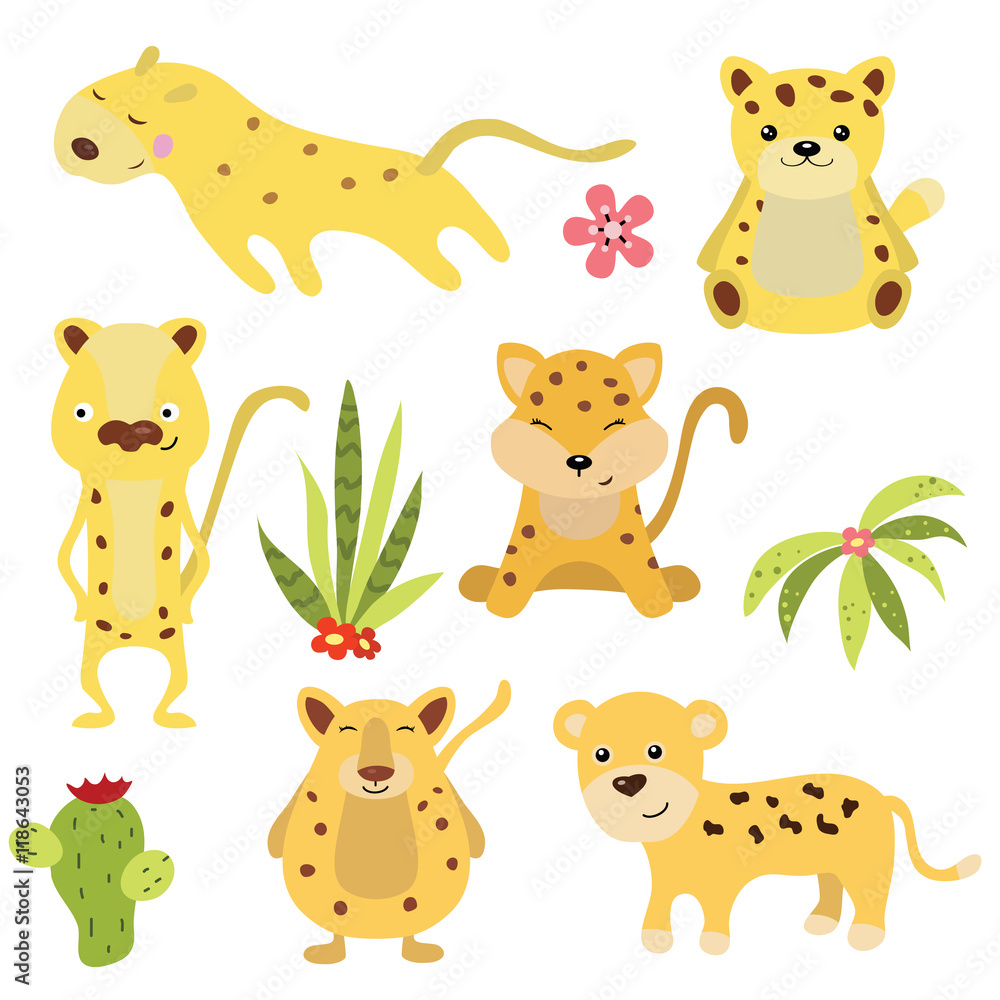 Obraz premium Set funny leopards