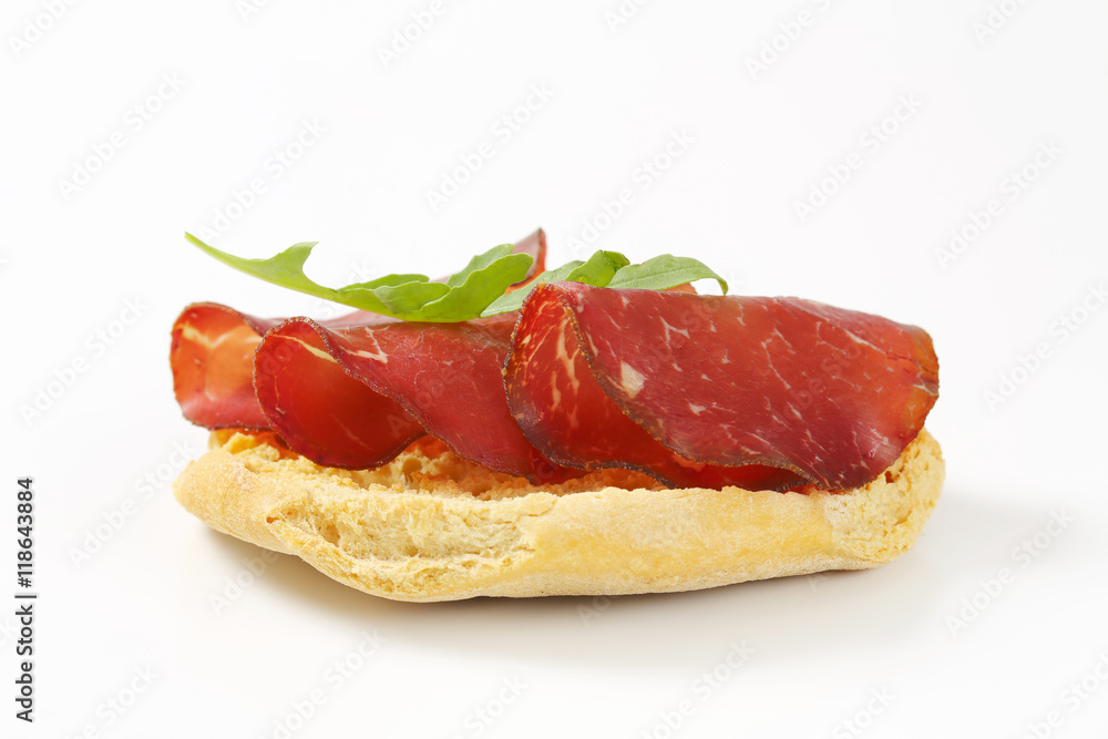 Italian dry biscuit with smoked beef
