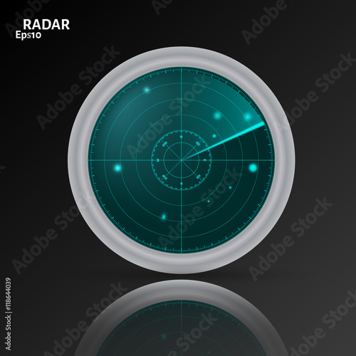 3d  radar icon on black background