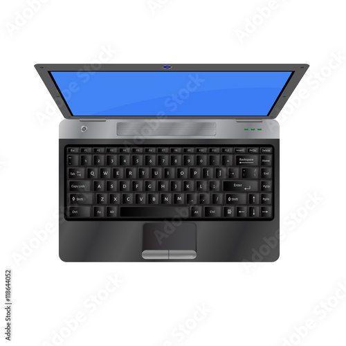 3d laptop. Top view. Isolated on white background