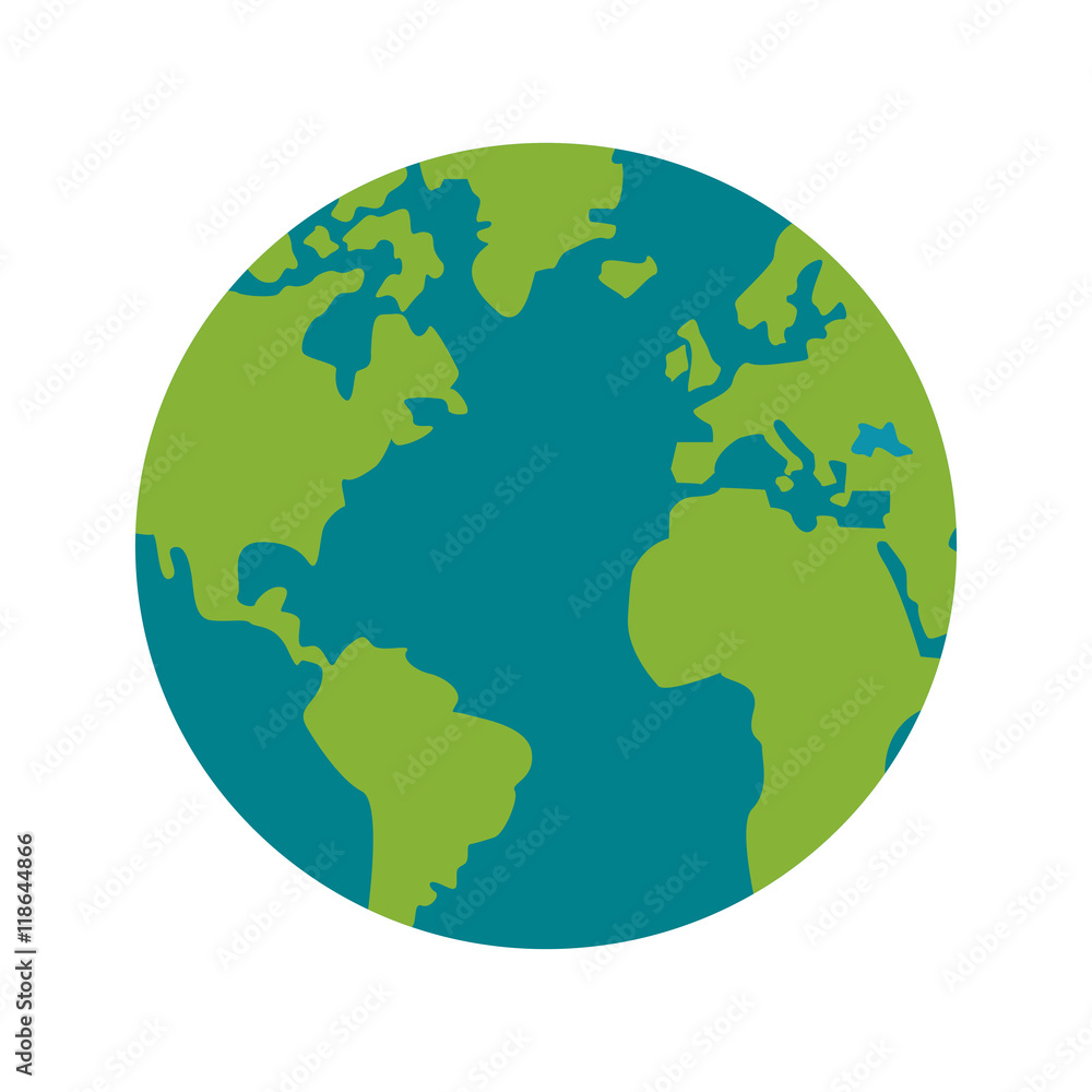 earth planet world sphere icon. Flat and Isolated design. Vector illustration