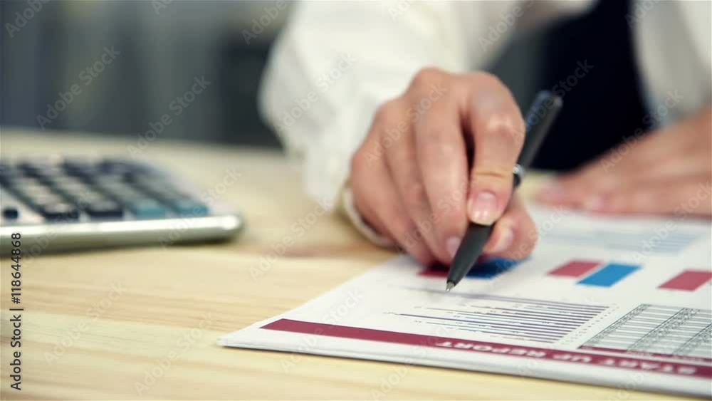 Manager Examines Start Up Statistics. Slow Motion Effect Manager Examines Start Up Statistics. Slow Motion Effect