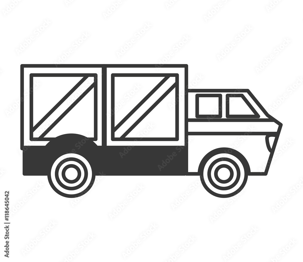 truck box package transportation delivery shipping icon. Flat and Isolated design. Vector illustration