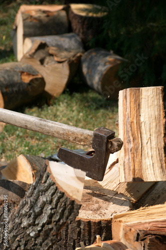 Dynamic Axe Cutting Wood