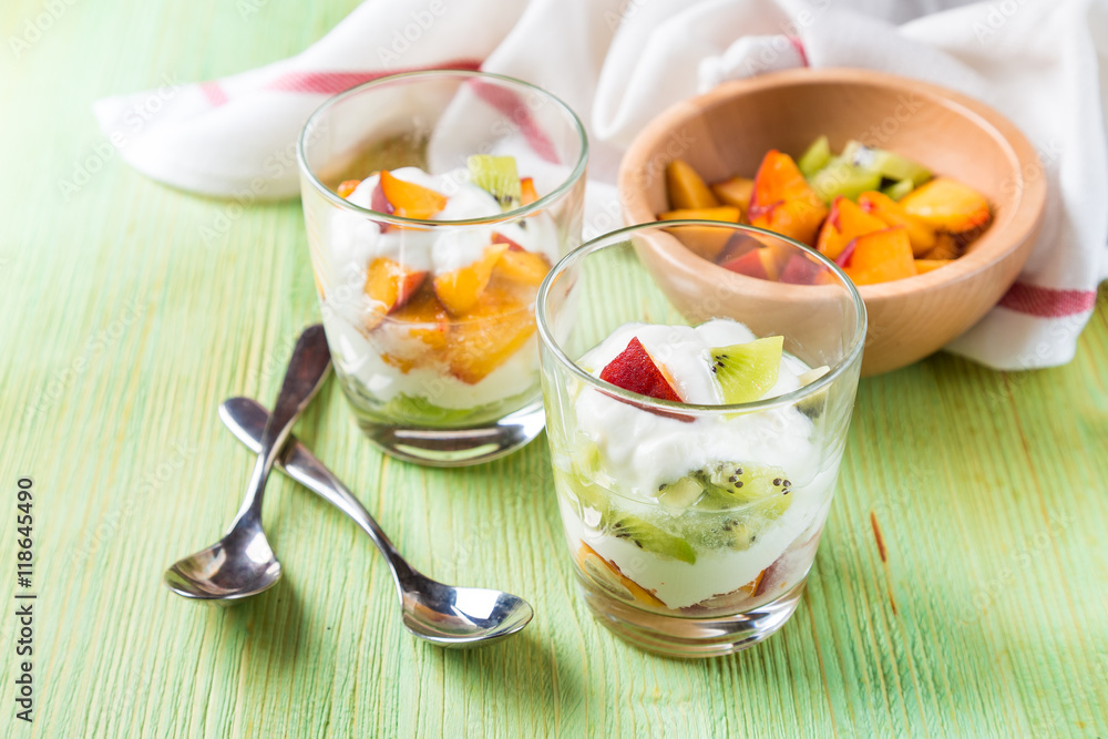 Healthy fruit salad with yoghurt Healthy fruit salad with yoghurt