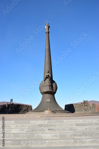 Detail of a war memorial in Astana, capital of Kazakhstan