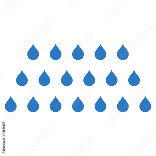 Rain Drops icon. Vector style is flat iconic symbol with rounded angles, smooth blue color, white background.