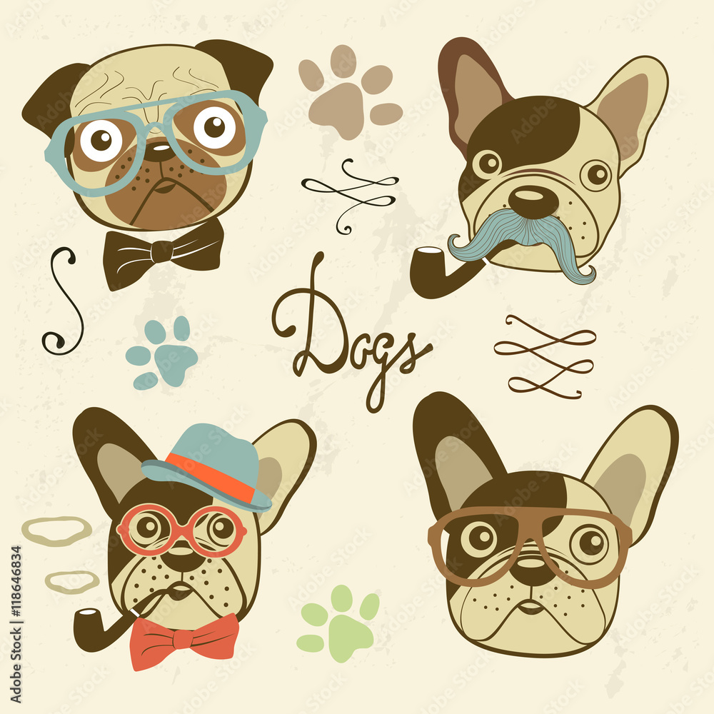 Fototapeta premium Cute dogs collection