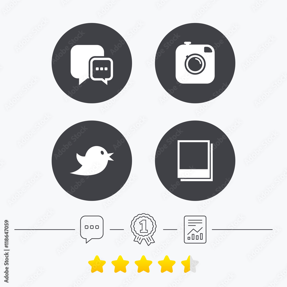Social media. Chat speech bubble. Photo frames. Social media. Chat speech bubble. Photo frames.
