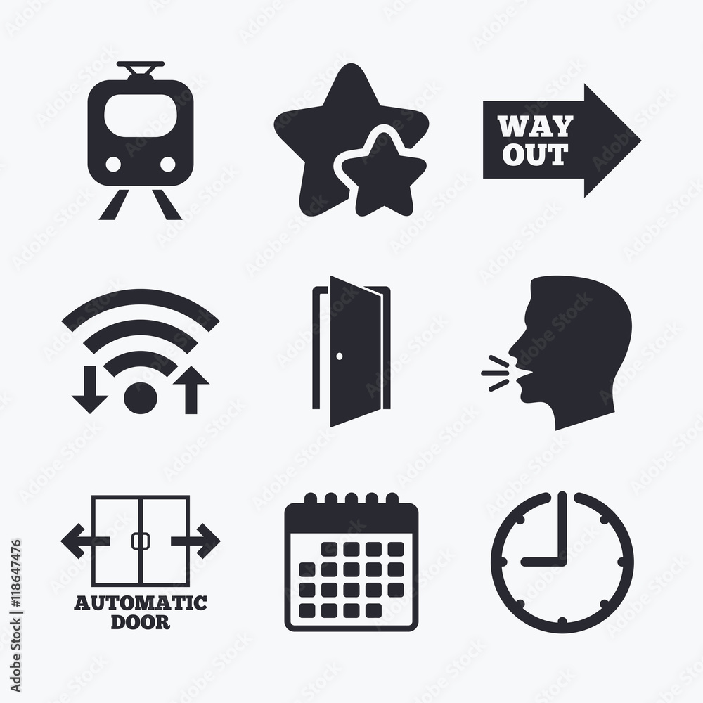 Train railway icon. Automatic door symbol. Train railway icon. Automatic door symbol.