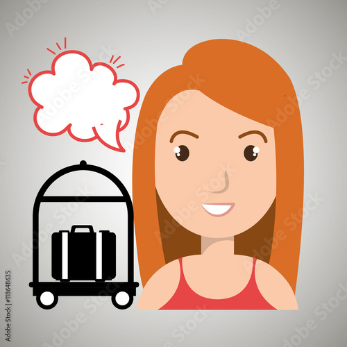 woman client hotel icon vector illustration design