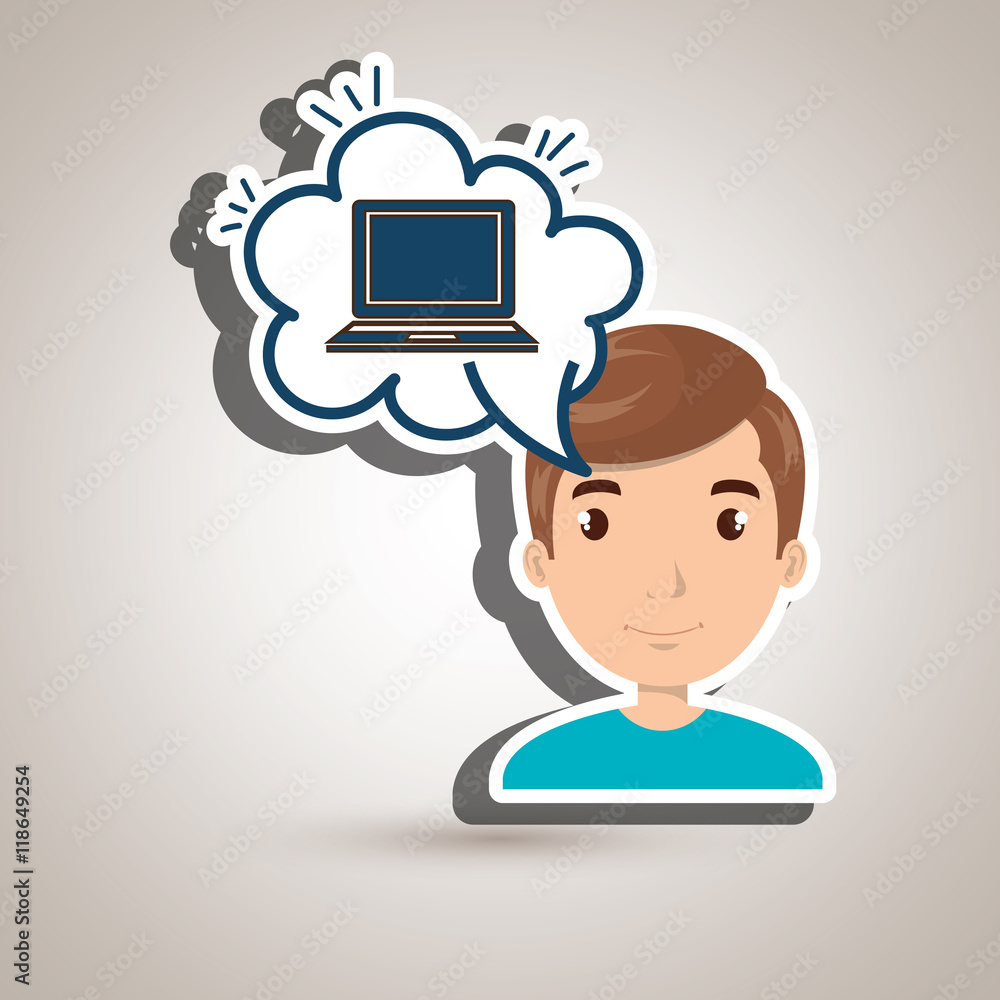 woman technology bublle speak vector illustration design woman technology bublle speak vector illustration design