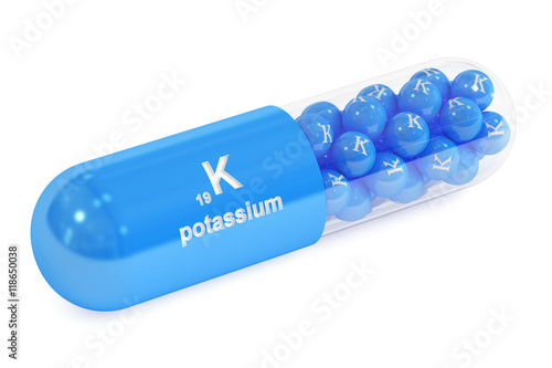 Canvas Print potassium, kalium K capsule, 3D rendering